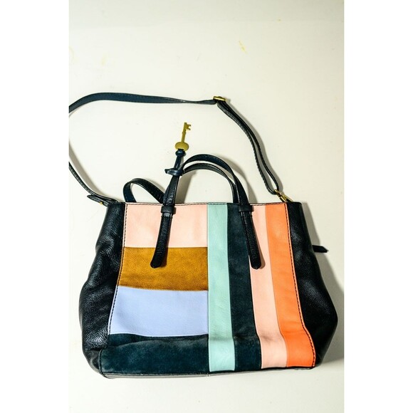 Fossil Camilla Leather Convertible Small Backpack crossbody purse patchwork bag - Picture 2 of 14